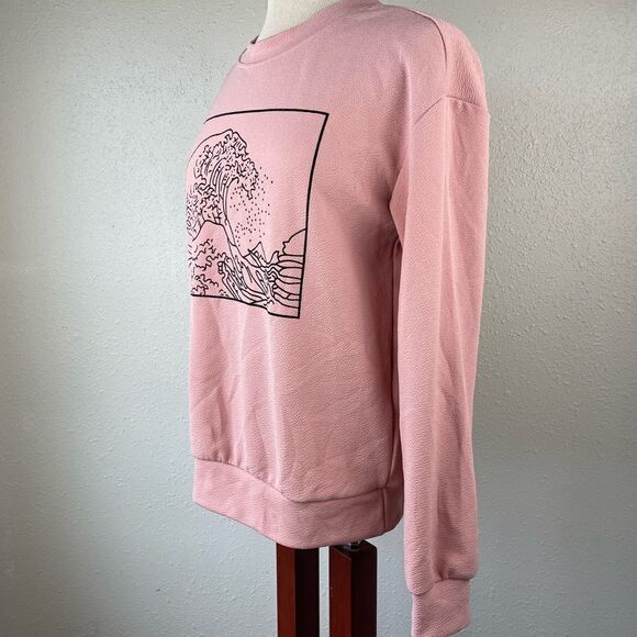 Mauve Sweatshirt with Wave Design Size M EUC - Picture 3 of 4